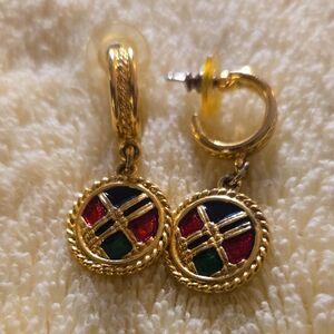 Vintage Elegant Gold and Multicolor Drop Earrings